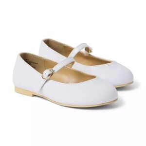 Janie and Jack girls white buckle strap ballet flat